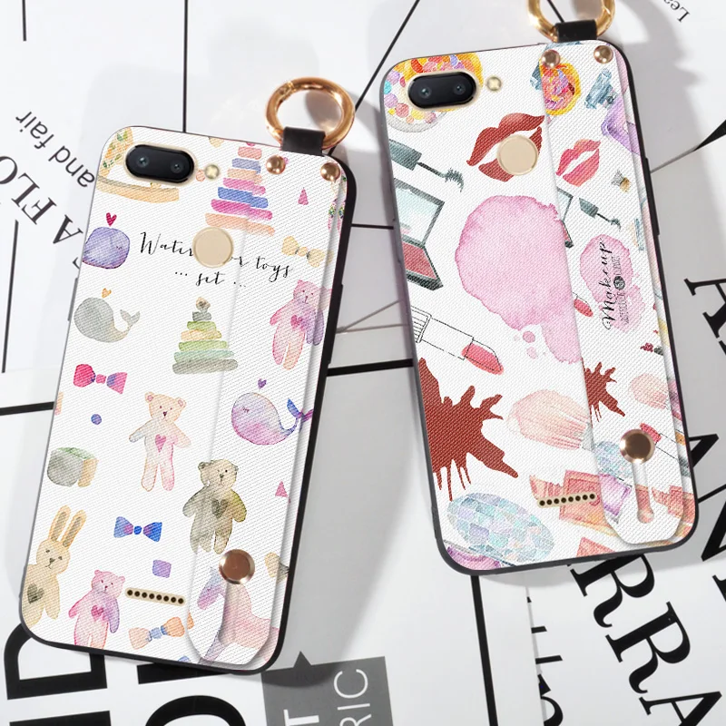 

Matte Phone Case For Xiaomi Redmi 6 Back Frosted Sext Lip Cover For Xiaomi Mi A2 Lite / Redmi 6 Pro Ring Strap Stand Case