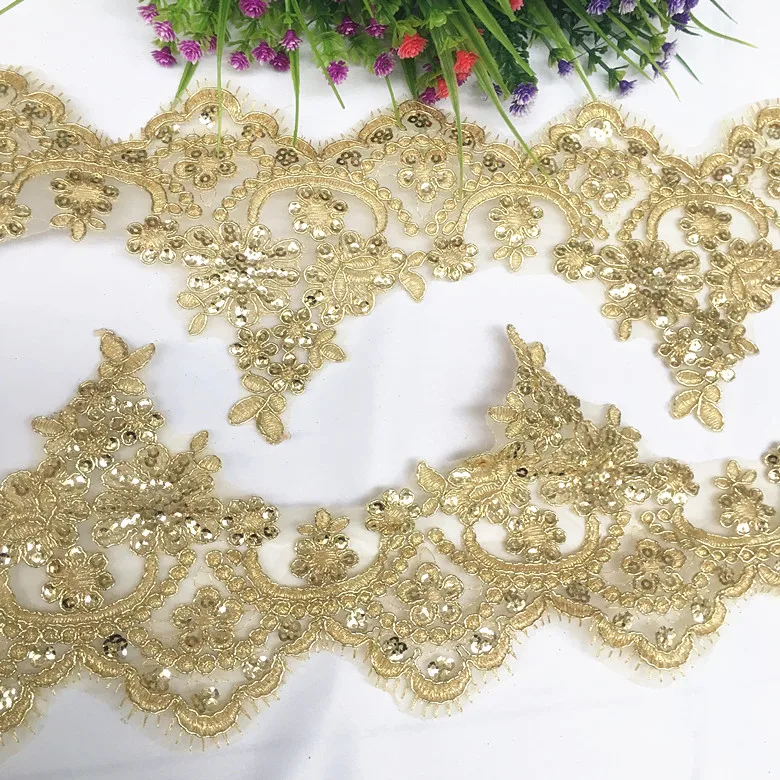 13CM width gold lace trim border cording lace golden trimming lace! 5