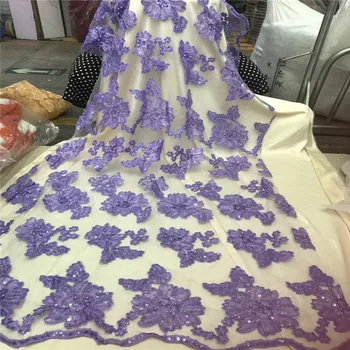

African lace fabric with sequins 5yards 2018 hot sequin fabric high quality tulle sequins lace fabric for evening dresses1419-1