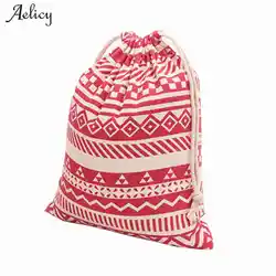 Aelicy Роскошные Винтаж полоса печати Drawstring рюкзак девушки Для женщин рюкзак пляжная сумка с принтом школьная сумка