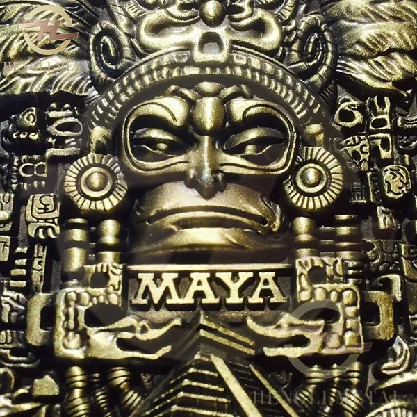 MEXICAN ART Big Zise 80  10 mm Huge esoamerican Aztec New Maya Calendar Coin Antique BronzeCoin Medallion (2)