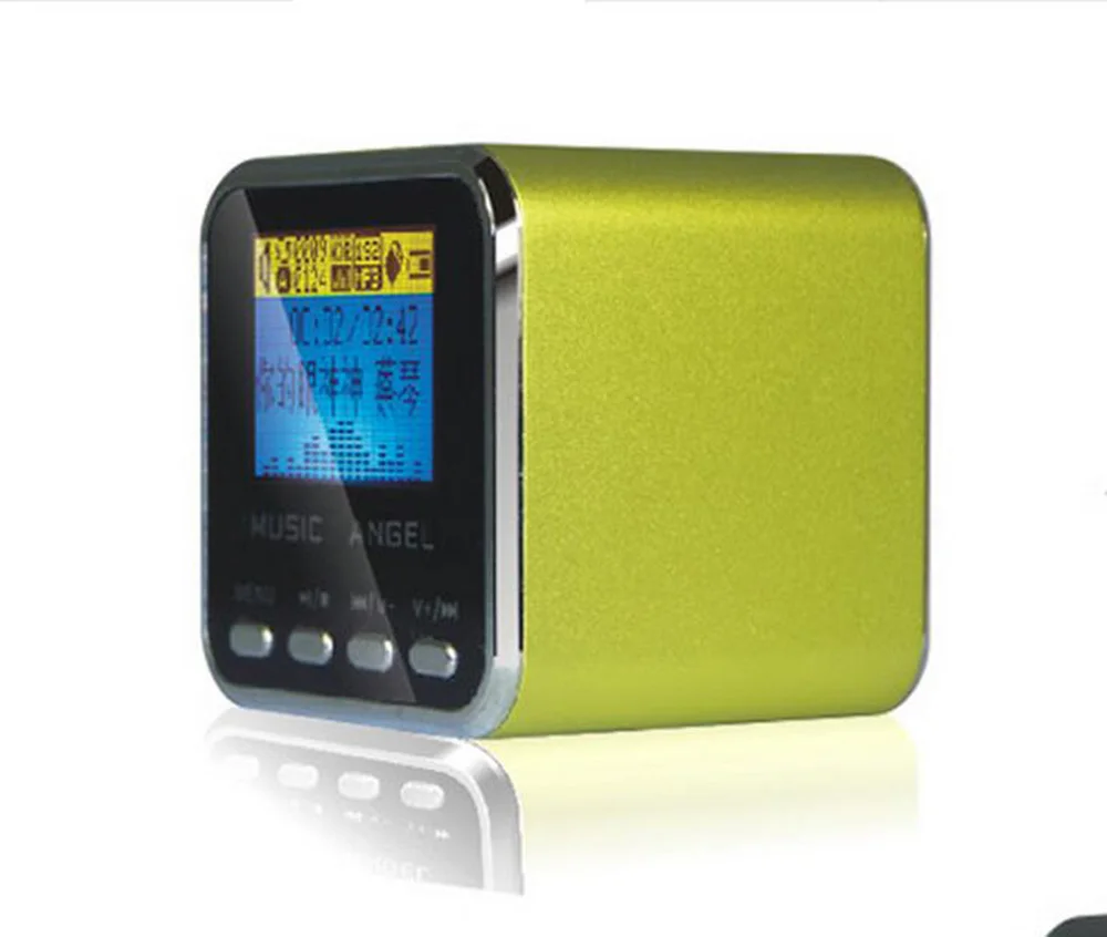 Музыка Ангел JH-MD08D ЖК-дисплей цифровые колонки Поддержка MicroSD/TF карты/линейный mp3-плеер мини FM радио часы будильник - Цвет: green