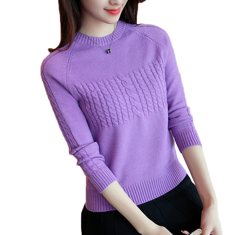 

Women Pullover Sweater 2019 Autumn Winter Korean New Solid O-neck Basic Knitted Short Sweater Female Fashion Wild Knitwear AA306