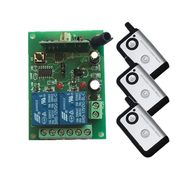 

DC12V 10A 2CH Wireless RF Remote Control Switch two button Transmitter+ 1*Receiver for Appliances Gate Garage Door