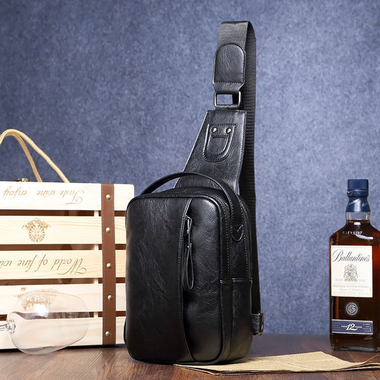 

2019 High Quality Men Messenger Bags Leather Shoulder Sling Bag Travel Fishing Vintage Retro Fashion Chest Day Pack Bolsas A0239