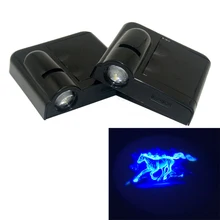 2pcs Wireless LED Car Door Light Blue Horse Logo Courtesy Projector Ghost Laser Shadow Light