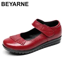 BEYARNE/ г.; женские туфли mary janes на плоской подошве; удобная женская обувь на застежке-липучке; Повседневная однотонная обувь из натуральной кожи с круглым носком