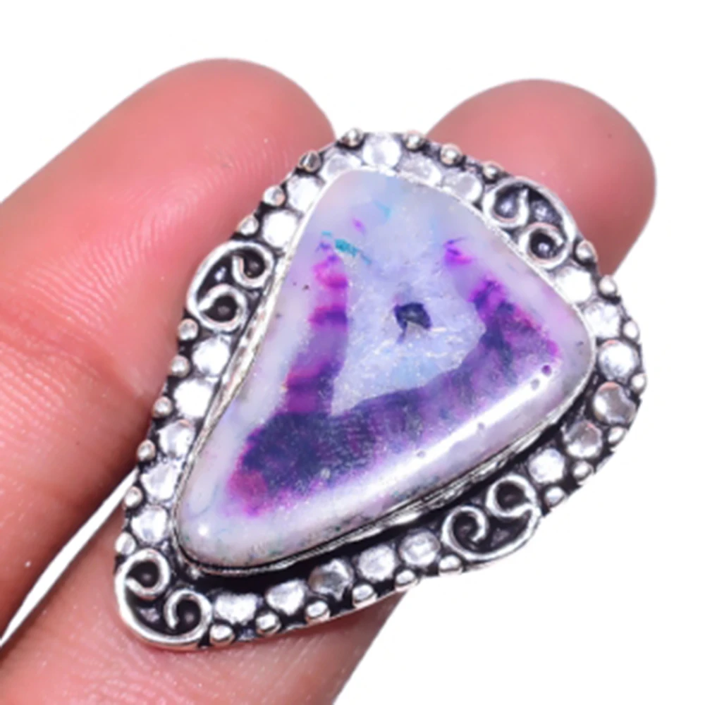 

Solar Quarts Ring Silver Overlay over Copper, USA Size 8.5 , R5000