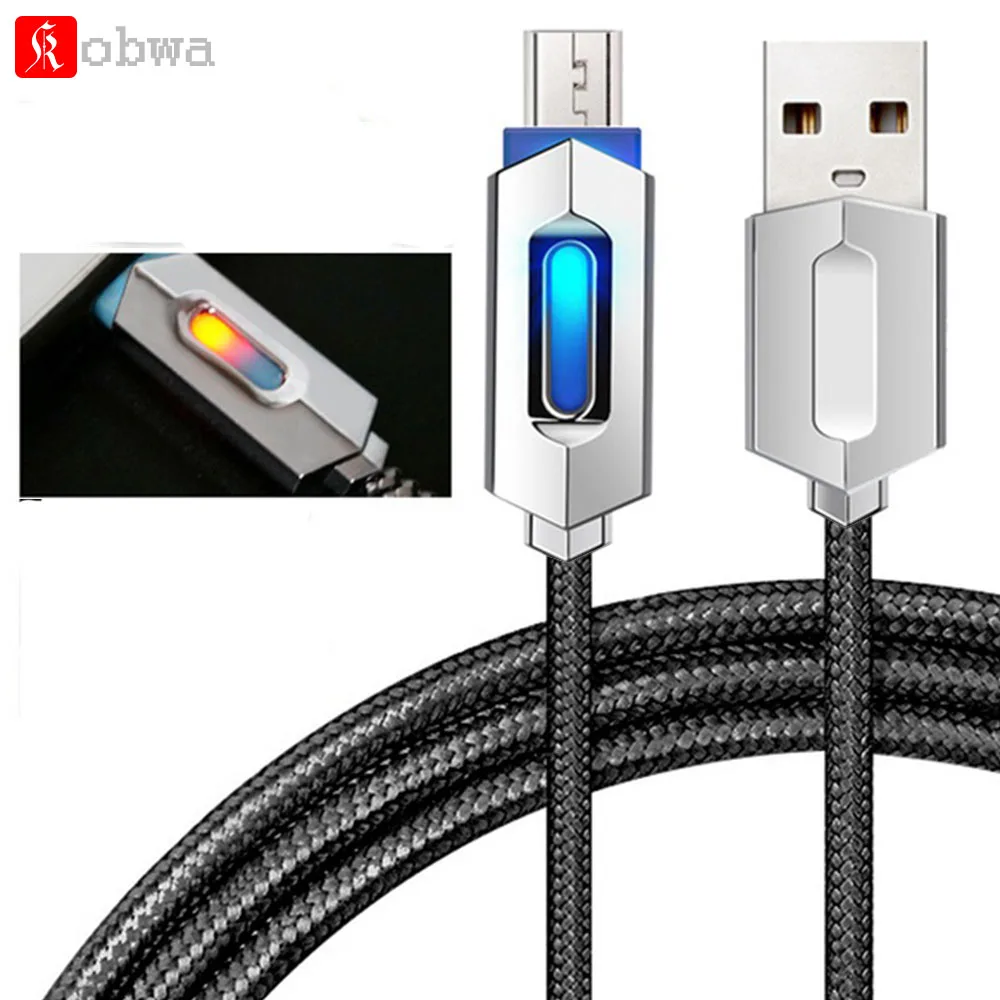 Kobwa Micro USB Cable LED Smart Power Charger Data Sync Cable Fast Charging Cables Durable Nylon
