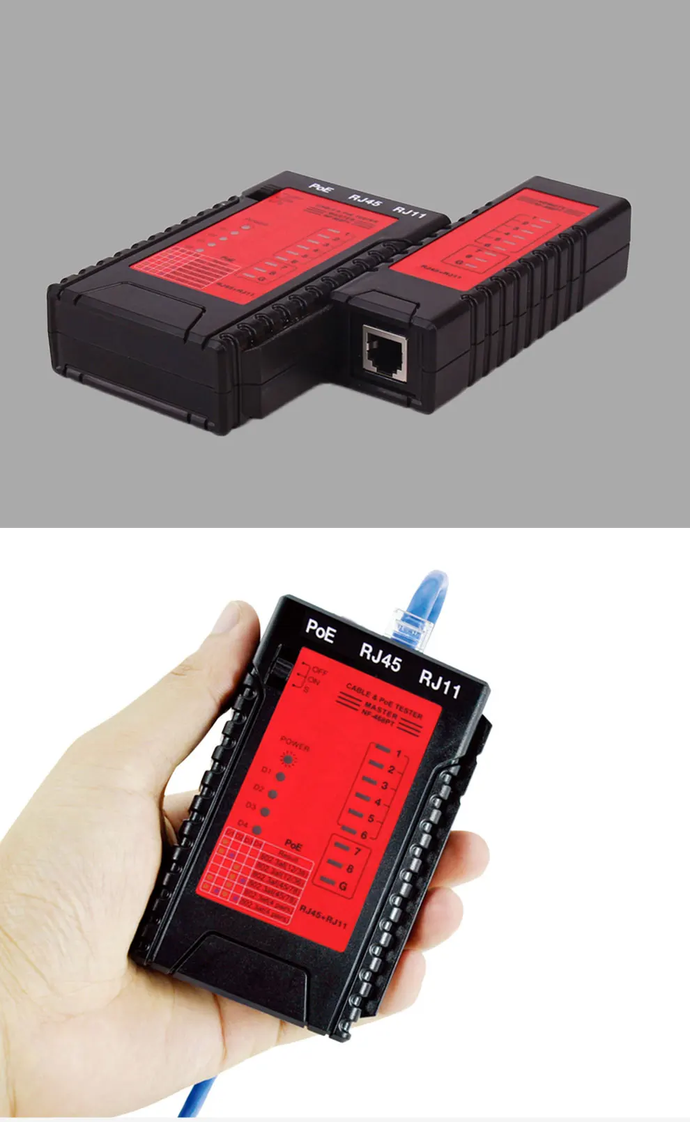 Тестеры непрерывности кабеля POE Тестер проверьте кабель RJ11 и RJ45 быстро обнаруживает автоматически тесты для непрерывности открытый коротковат