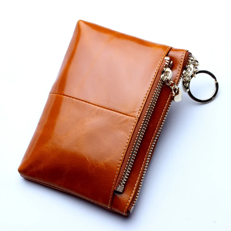 

Women's new first layer leather short vertical wallets Korean version of large leather key vertical multiple wallets