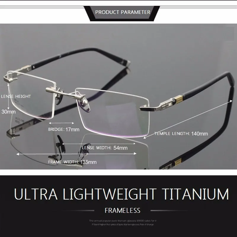 Чашма titanium очки без оправы ультра легкий близорукость оптические frame очки кадров для мужчин