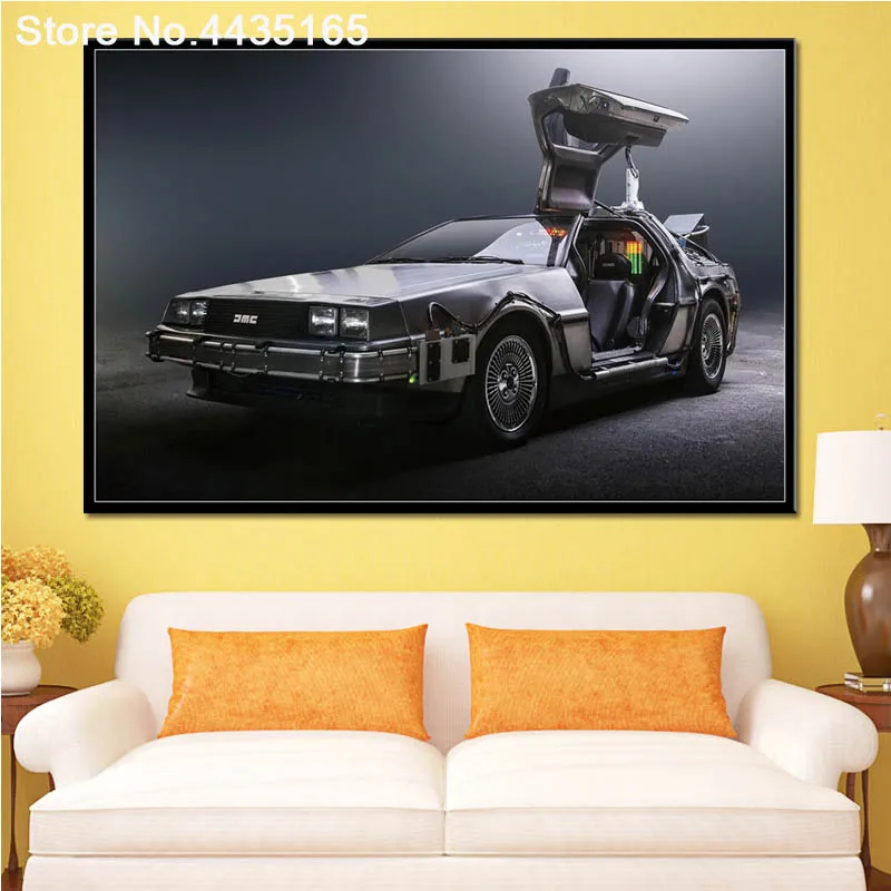 Назад в будущее фильм плакат автомобиль DeLorean DMC декоративная настенная живопись на холсте плакаты и принты для комнаты домашний декор - Цвет: Светло-зеленый