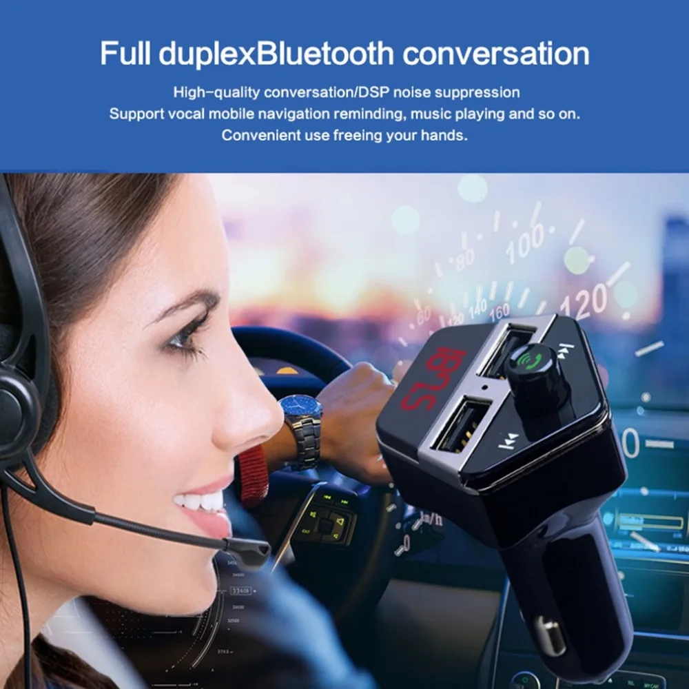 Dual USB Bluetooth Car Charger Kit Handsfree Set FM Transmitter Battery Voltage Monitoring Car MP3 Music Player Free Shipping