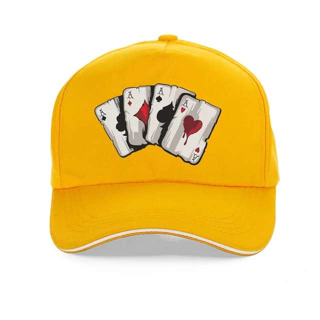 New design cartoon playing cards100%Cotton Dad cap Old Playing Card Baseball caps fashion Unisex adjustable snapback hat gorras Yellow