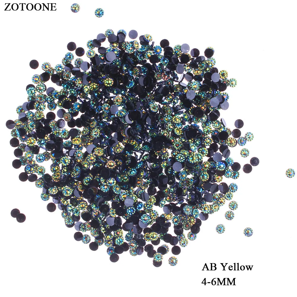 

ZOTOONE 1000PCS/lot Flower Rhinestones 4-6MM Crystals Yellow AB Stones Non Hotfix Glue Back Iron on Rhinestones for Clothes E