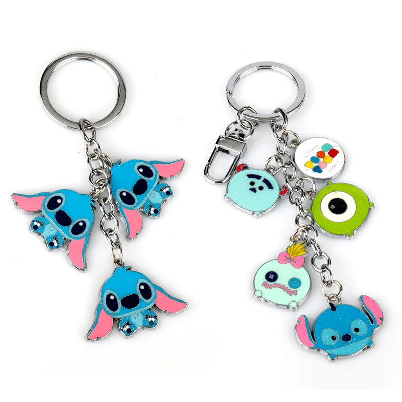 

2019 New Cartoon Lilo And Stitch Keychain Key Ring Anime Enamel Figure Key Chain For Keys Accessories Chaveiro Toys Gift Jewelry