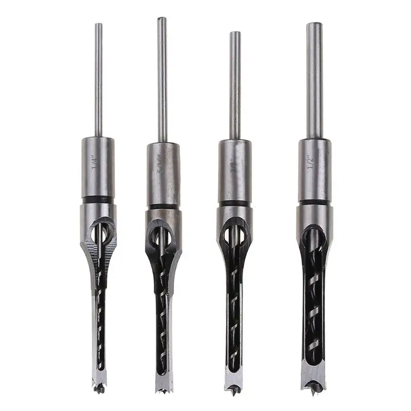 

4pcs Twist Drill Woodworking Tool Mortising Chisel Square Hole Extended Saw E#CH