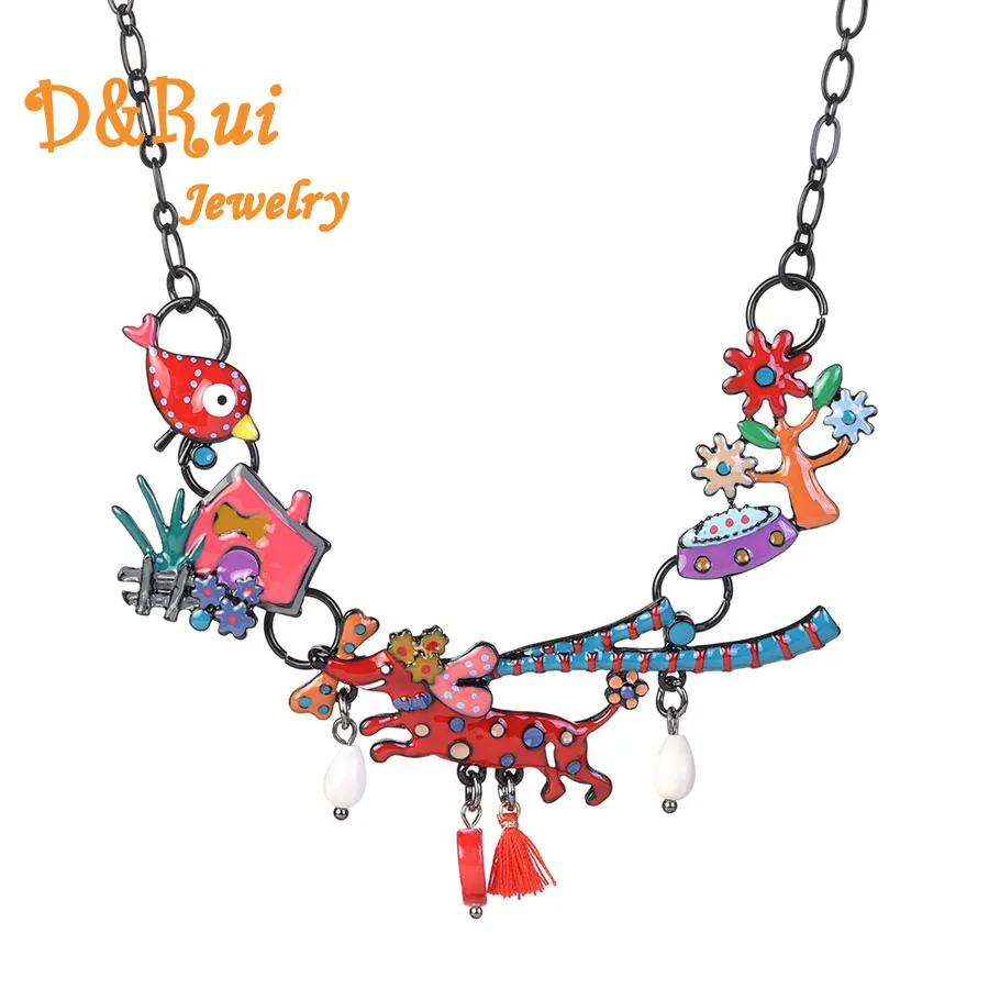 Enamel Necklace &amp Pendant Colorful Zinc Alloy Necklaces Accessories Gifts For Women Girl Kids Jewelry Animal Dog Tassels | Украшения и