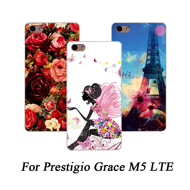 

For Prestigio Grace M5 LTE Phone Case Print Flower animals and Towers Painted Cover For Prestigio Grace M5 PSP5511 DUO Covers