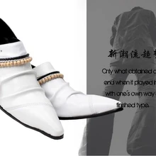 Белый Черный натуральной кожи высокого качества акцентом обувь указал скольжения на мужчин свадебные оксфорды плюс размер EU46