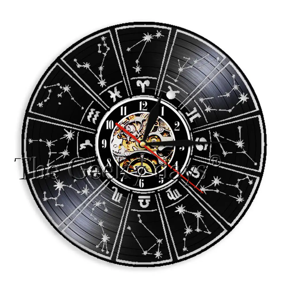 

Constellation Vintage Vinyl Record Celestial Art Clock Horoscope Sign Astronomy Classroom Decor Wall Art Clock Gift For Teacher