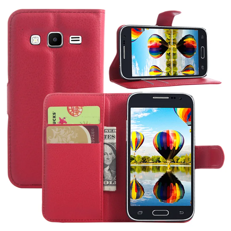 Кожаный чехол книжка с бумажником для Samsung Galaxy Core Prime VE G360 G361 G360H G361H кожаный