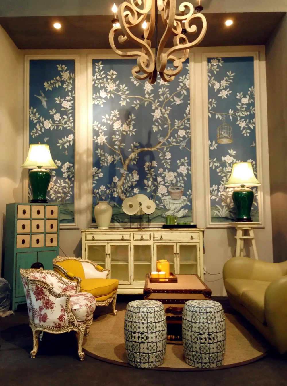

Classic elegant Hand-painted silk wallpaper customized painting flower with birds wallcovering many patterns/background optional