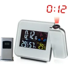 Digital Projection Alarm Clock Weather Station with Temperature Thermometer Humidity Hygrometer/Bedside Wake Up Projector Clock