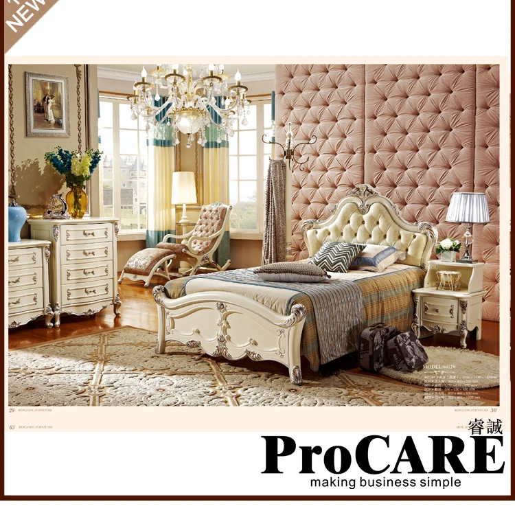 2016 New Arrival New 5 Pieces European Style Bedroom Furniture Sets Included Bed + Cabinet Nightstand Dresser Dressing Stool