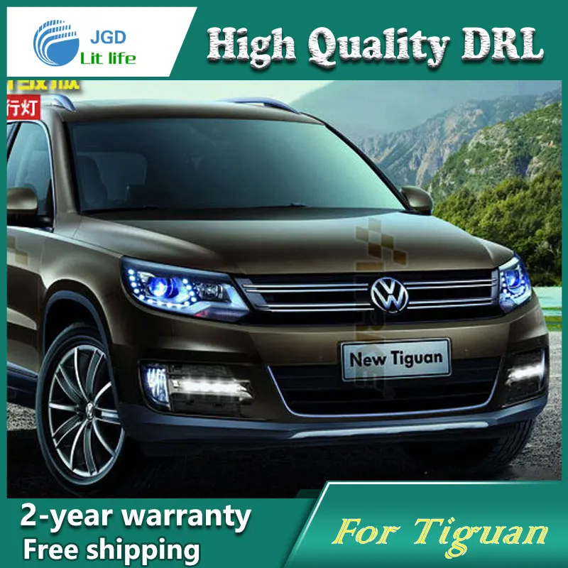 

Free shipping ! 12V 6000k LED DRL Daytime running light case for VW Tiguan 2013 Fog lamp frame Fog light Car styling