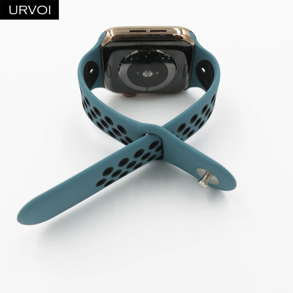 URVOI спортивный ремешок для Apple Watch Nike+ Серия 5 4 3 2 1 силиконовый ремешок для iwatch Дышащие новые цвета 38/40 42/44 мм