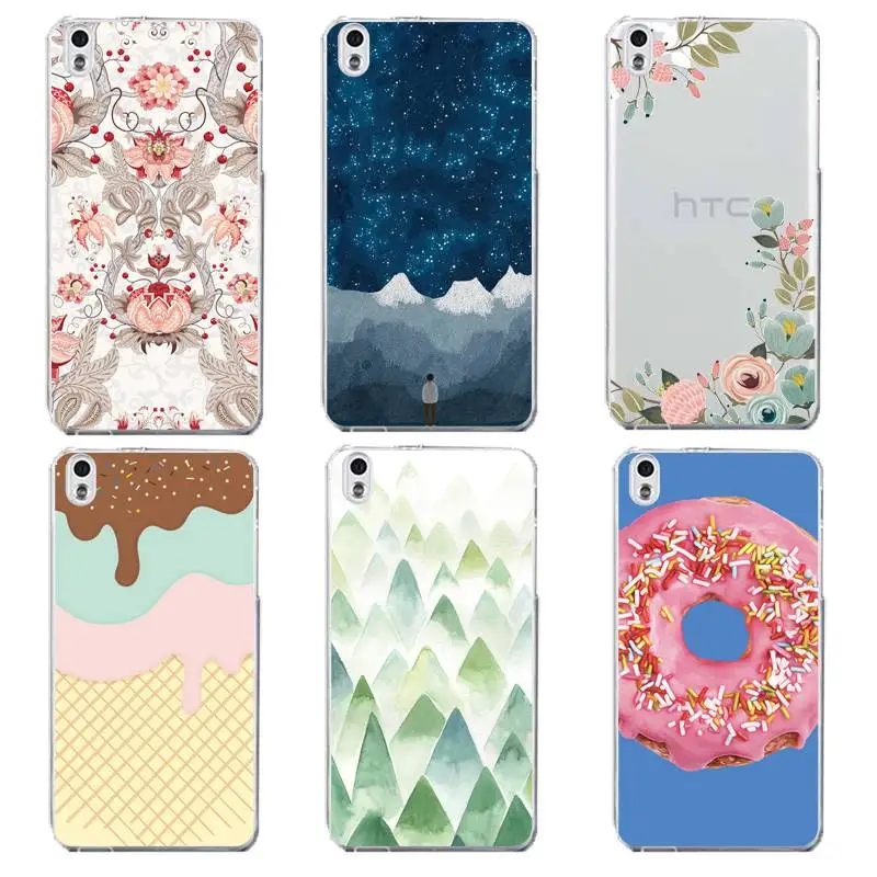Мягкий прозрачный чехол из ТПУ для HTC D820 M8 M9 A9 Starry Icecream Mountain Donuts силиконовый