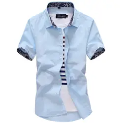 Бренд 2018 мода Мужская гавайская рубашка с коротким рукавом топы маленький цветочный дизайн мужские s Мужская классическая рубашка тонкая