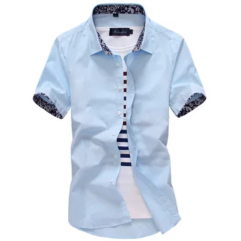 

Brand 2018 Fashion Male Hawaiian Shirt Short-Sleeves Tops Small floral design Design Mens Dress Shirts Slim Men Shirt 5XL
