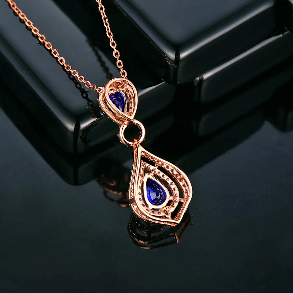 CaiMao 14KT/585 розовое золото 1.89ct сапфир 0.42ct алмаз Обручение украшение подвеска с
