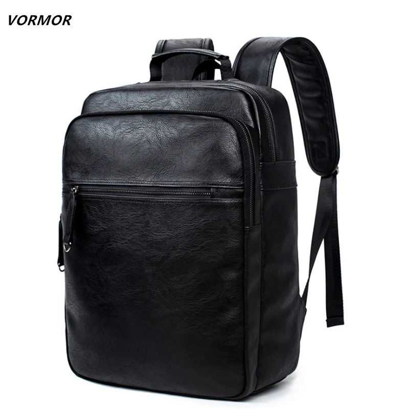 Billige VORMOR Leder Rucksack Hohe Qualität Jugend Reise Rucksack Casual Männlichen Schule Buch Tasche Business Laptop Rucksack Für Männer