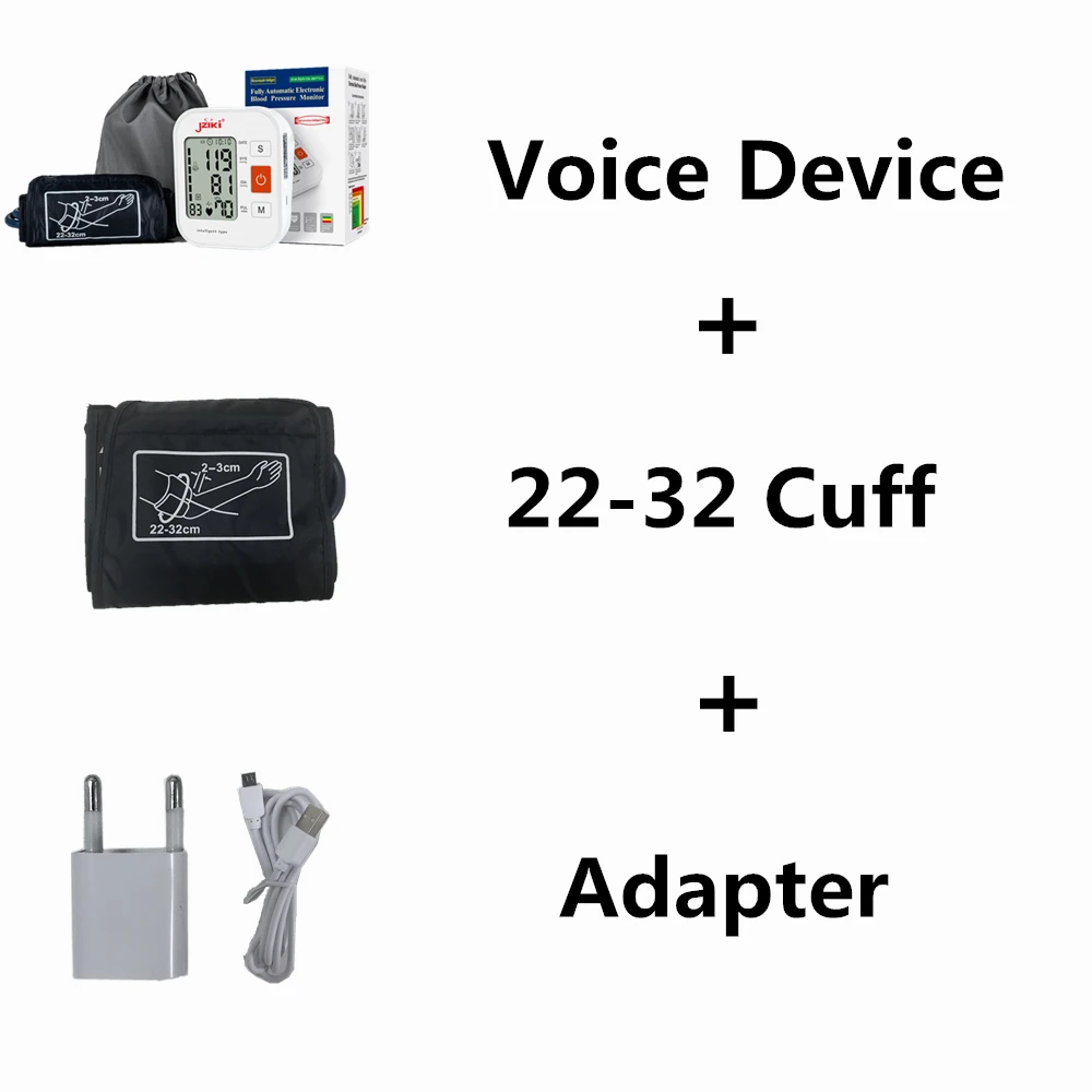 voice22-32cm cuff Цифровой тонометр JZIKI для измерения артериального давления, тонометр, портативный медицинский прибор для измерения артериального давления, тонометр, сфигмоманометр - Цвет: voice22-32cm cuff