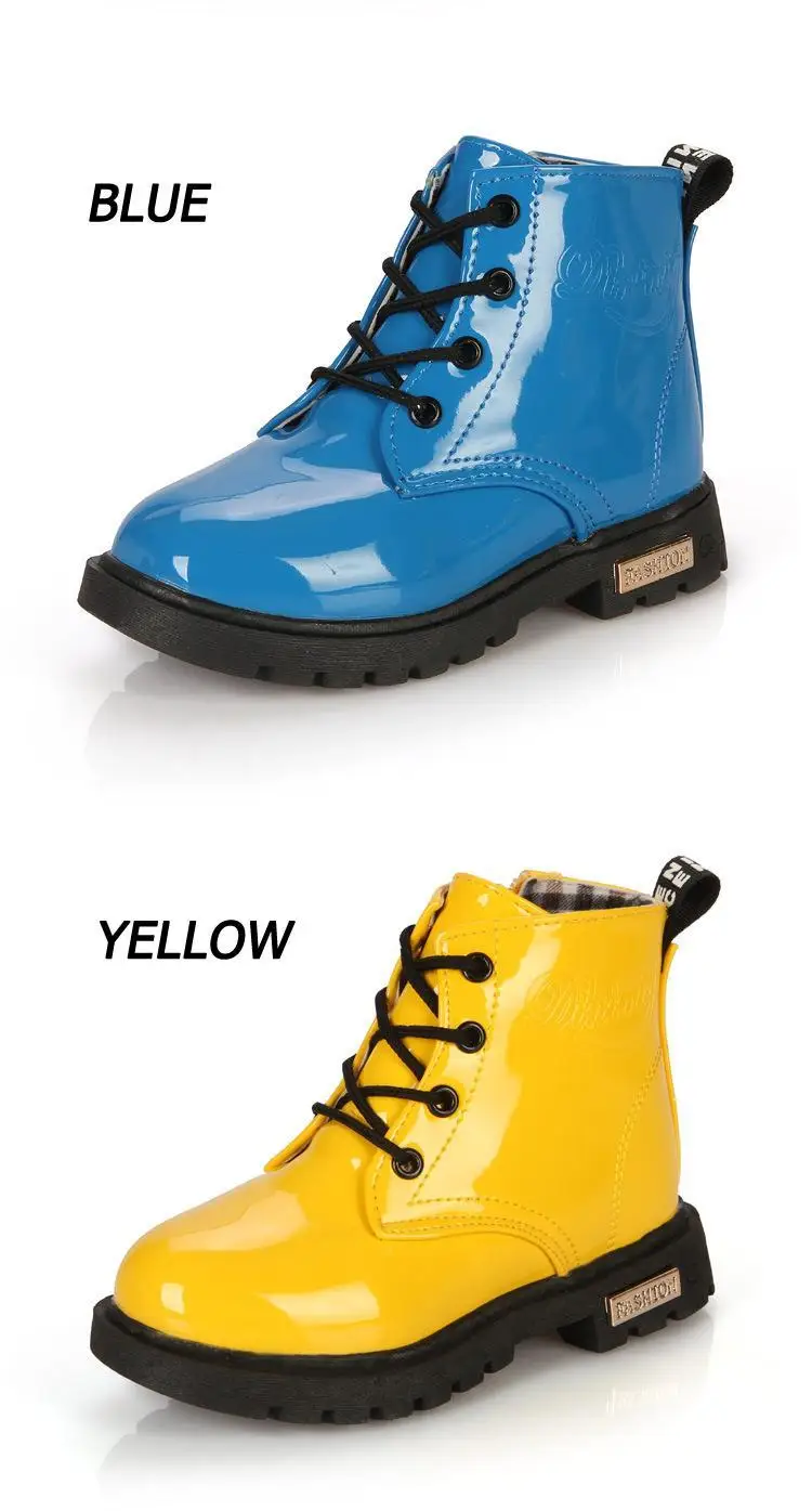 Детская обувь; Осень-зима г.; детская Корейская версия ботинок martin; кожаные водонепроницаемые ботинки для мужчин и женщин