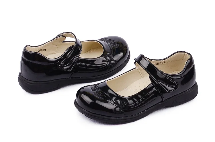SLYXSH/черные элегантные детские туфли с цветочным узором для маленьких детей; детское платье для свадебной вечеринки; кожаные туфли принцессы для девочек; школьная танцевальная обувь