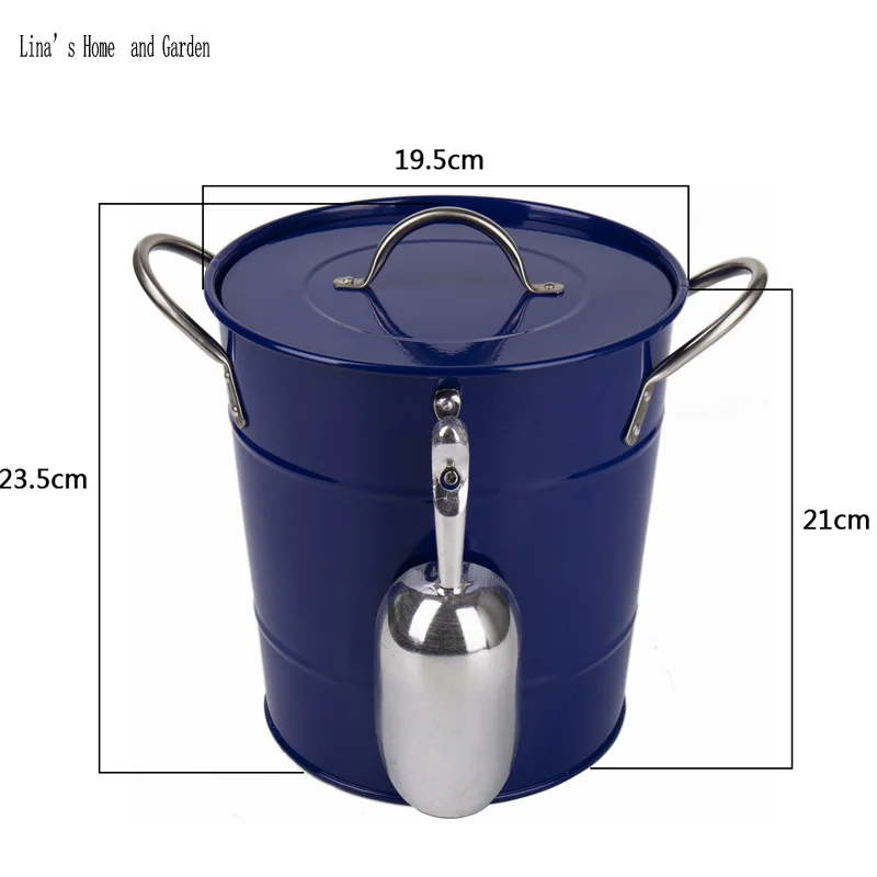 varnish painting modern Stainless steel ice bucket with lid and scoop (8)