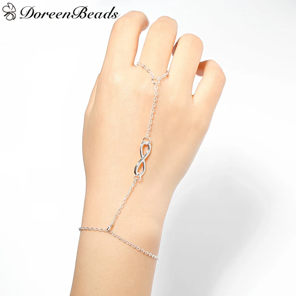 DoreenBeads ручной раб на цепи Браслеты Forever Love золотого цвета/серебристого цвета 18 см