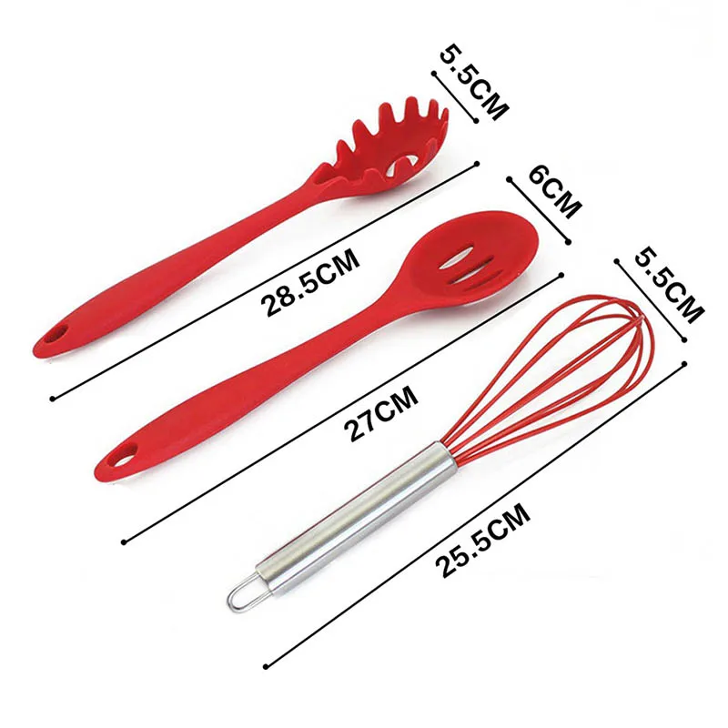HOT 10Pcs/set Silicone Cooking Tool Sets Non-stick Egg Beater Spatula Spoon Shovel Ladle Spaghetti Server Oil Brush Kitchen U HOT 10Pcs/set Silicone Cooking Tool Sets Non-stick Egg Beater Spatula Spoon Shovel Ladle Spaghetti Server Oil Brush Kitchen U