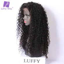 Luffy Curly Deep Parting 13×6 Lace Front Human Hair Wigs With Baby Hair For Black Women Malaysian Non Remy Hair Natural Color