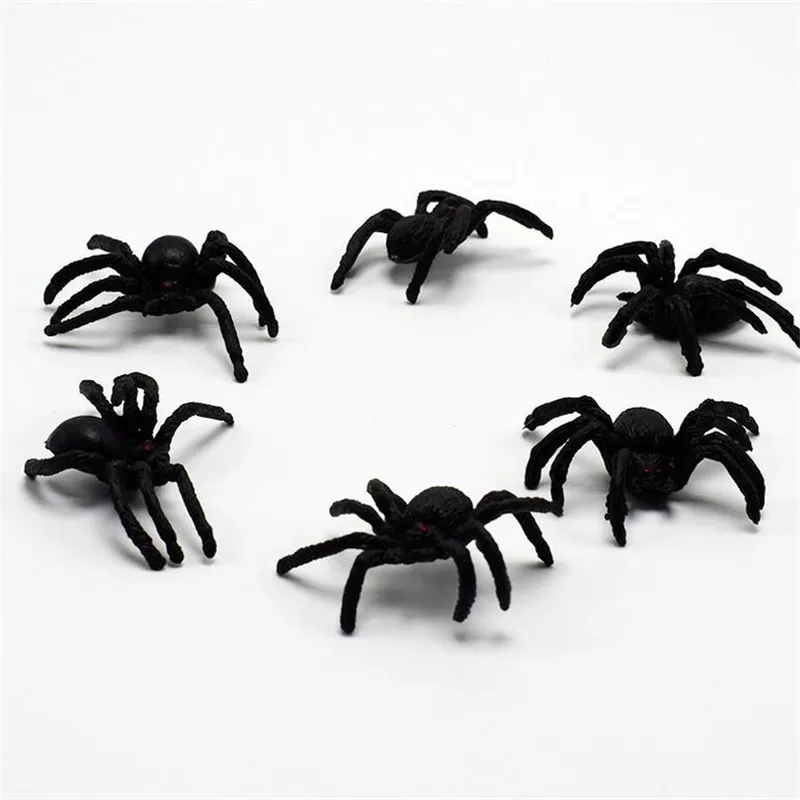 

10 pcs Halloween Decorative Spiders 4.5CM Small Black Plastic Fake Spider Toys Novelty Funny Joke Prank Realistic Props