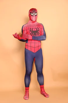 

(LP7101) Unisex Adult Full Body Red And Blue Lycra Spandex Superhero Spiderman Zentai Suits Halloween Party Costume