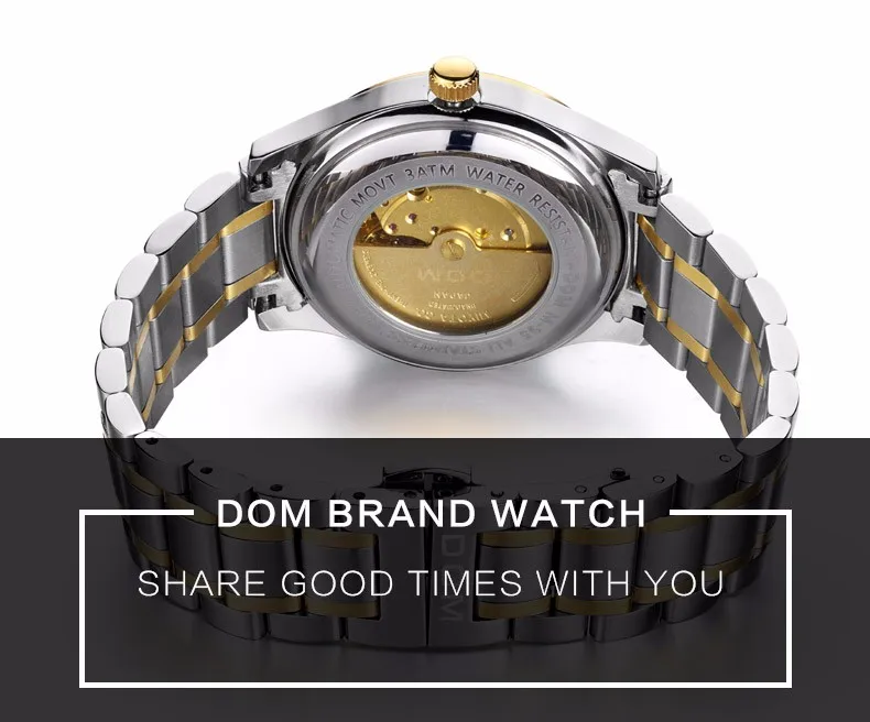 Часы для влюбленных DOM, мужские и женские механические часы, кожаные автоматические часы для влюбленных M95GL 9 M x G95GL 9 M