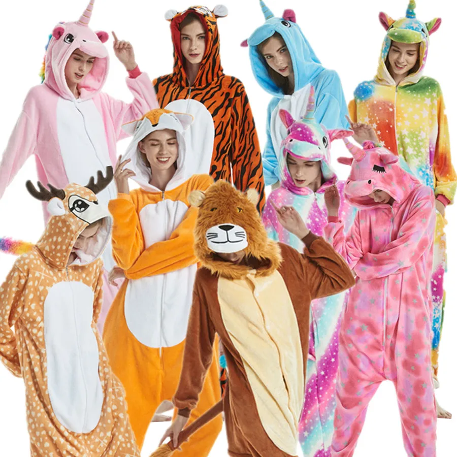 Adults Unicorn Tiger Lion Fox Sika Deer Kigurumi Women's Men's Onesies Pajamas Cosplay Costume for Halloween Carnival Party