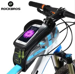 ROCKBROS 5,8 "6" Велосипедный спорт спереди Топ труба сумка Рама велосипеда пакет для смарт мобильный телефон водонепроница сенсорный экран 2 разм