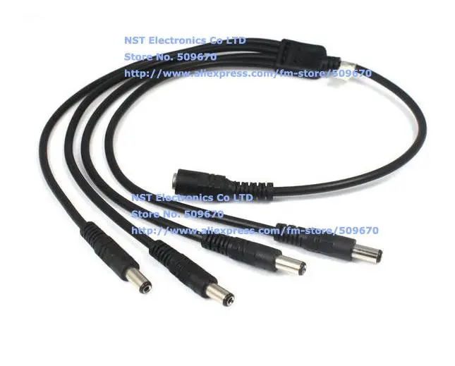 Free shipping/ 20PCS/ DC 1 to 4 Power Cable for CCTV Camera, CCTV Camera DC Female to 4 Male